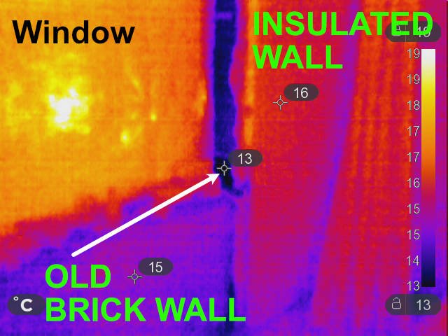 thermal image old wall vs insulated wall